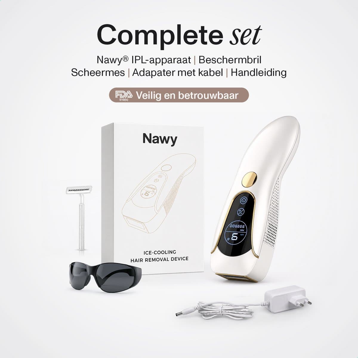 Nawy® IPL Laser Ontharingsapparaat - Laser Ontharing - Pijnloos Ontharen met Ice Cooling - Permanente Ontharing voor alle Lichaamsdelen - voor Mannen en Vrouwen - 999.900 Flitsen - Inclusief Beschermbril en Scheermes - Epileerapparaat Dames thumbnail 8