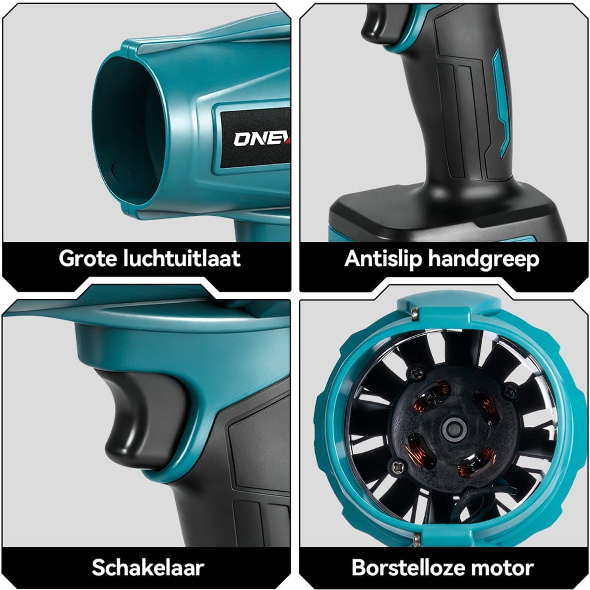 ONEVAN Accu Bladblazer - 256 m/s Borstelloze Bladblazer - Draagbare Stofblazer - met 2x accu - Handblazer - Draadloze Turbo Fan - voor buitenshuis, auto thumbnail 6