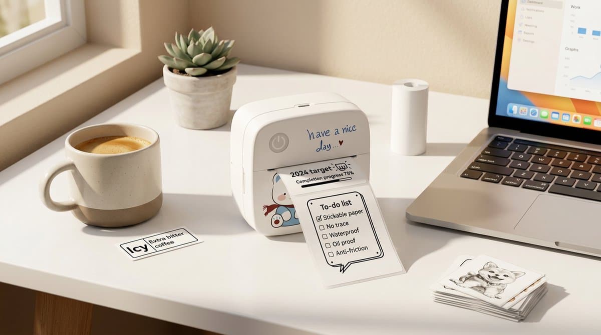 Picoo mini bluetooth thermische printer met 14 rollen – Draadloze sticker- en Labelprinter voor Foto’s, Notities, Studie, Organisatie & DIY thumbnail 7