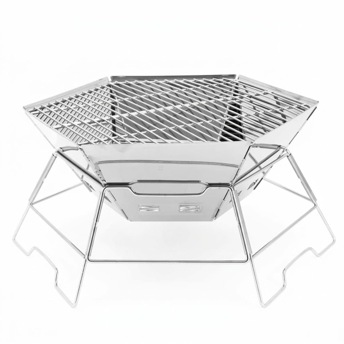 Opvouwbare Houtskool BBQ & Vuurplaats – RVS Camping Barbecue – Draagbaar & Stevig – Groot Formaat – Voor BBQ, Kampvuur & Outdoor Koken thumbnail 7