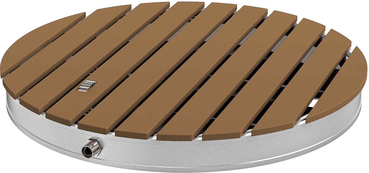 Ronde WPC Tuindouche - Ø70 cm Vloerdouche Houtlook - Antislip Buiten Douche - Campingdouche met Voetbediening - 4m Waterfontein - Voor Tuin & Zwembad thumbnail 8