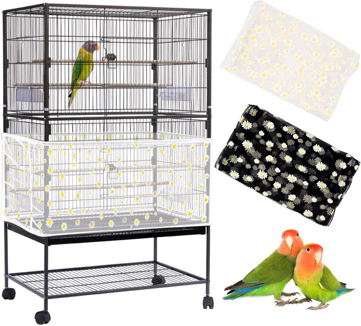 Verstelbare Vogelkooi Afdekking - Vogelkooi net - zaadvanger vogelkooi - Voor Om Vogelkooi - luchtig en elastisch - papegaai - vogel net - Bescherming tegen voer, stof en bodembedekking - 40x220cm