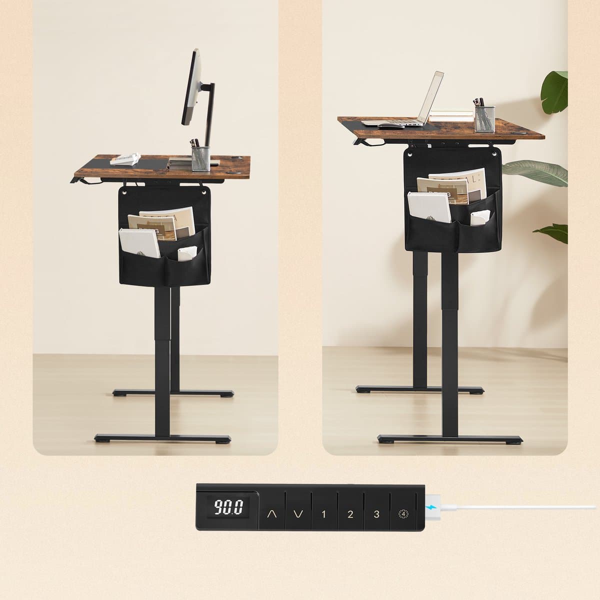 SONGMICS - Zit Sta Bureau - Elektrisch - Geheugenfunctie met 4 Hoogtes - USB-C Aansluiting thumbnail 7