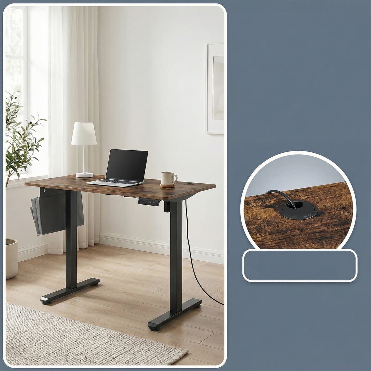 SONGMICS - Zit Sta Bureau - Elektrisch - 4 Geheugenstanden - Voor Thuiswerkplek thumbnail 8