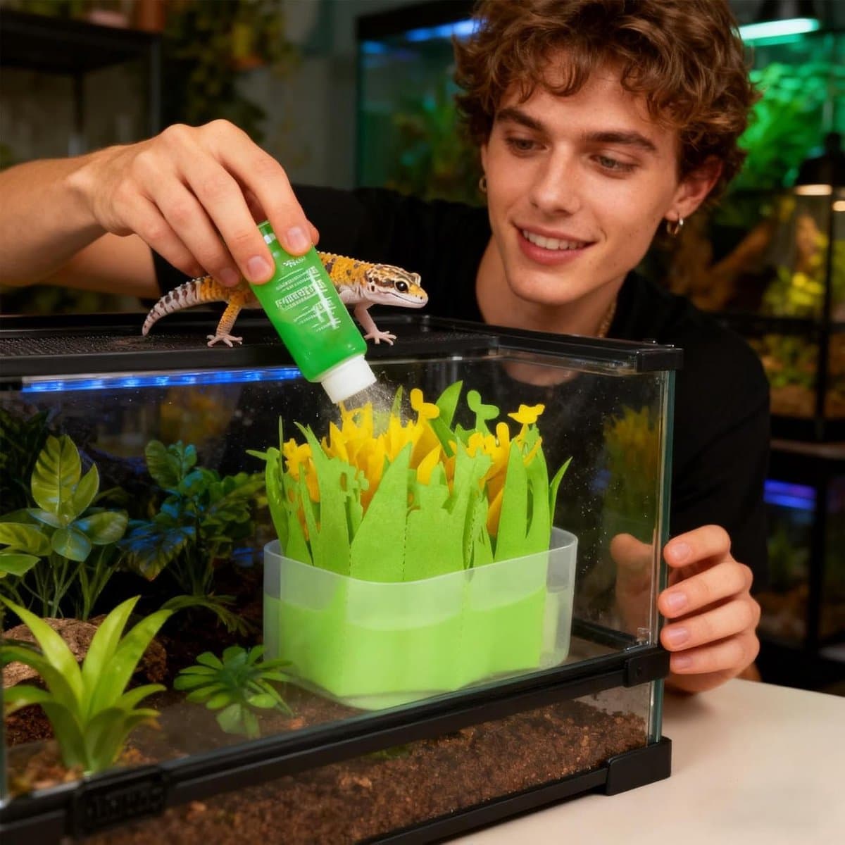 Reptielen Terrarium Luchtbevochtiger - Bevochtigingssysteem Plantenvorm - Terrarium Klimaatbeheersing - Passieve Verdamping Zonder Stroom thumbnail 5