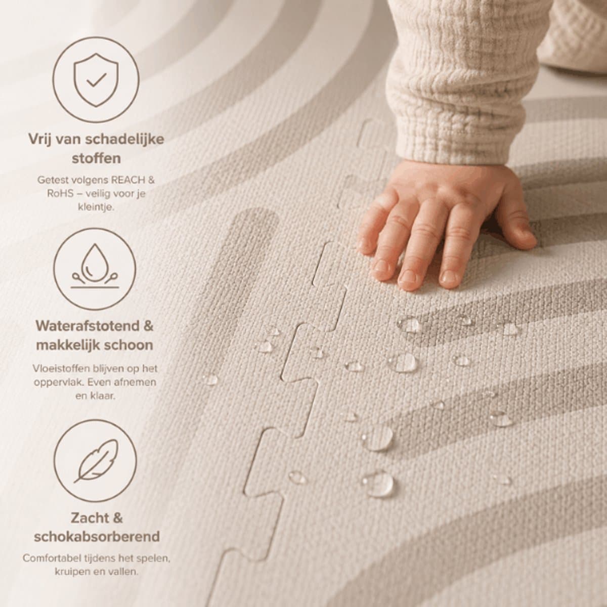 Broyari Speelmat Baby 120x180 cm - Beige EVA Foam Puzzelmat thumbnail 4