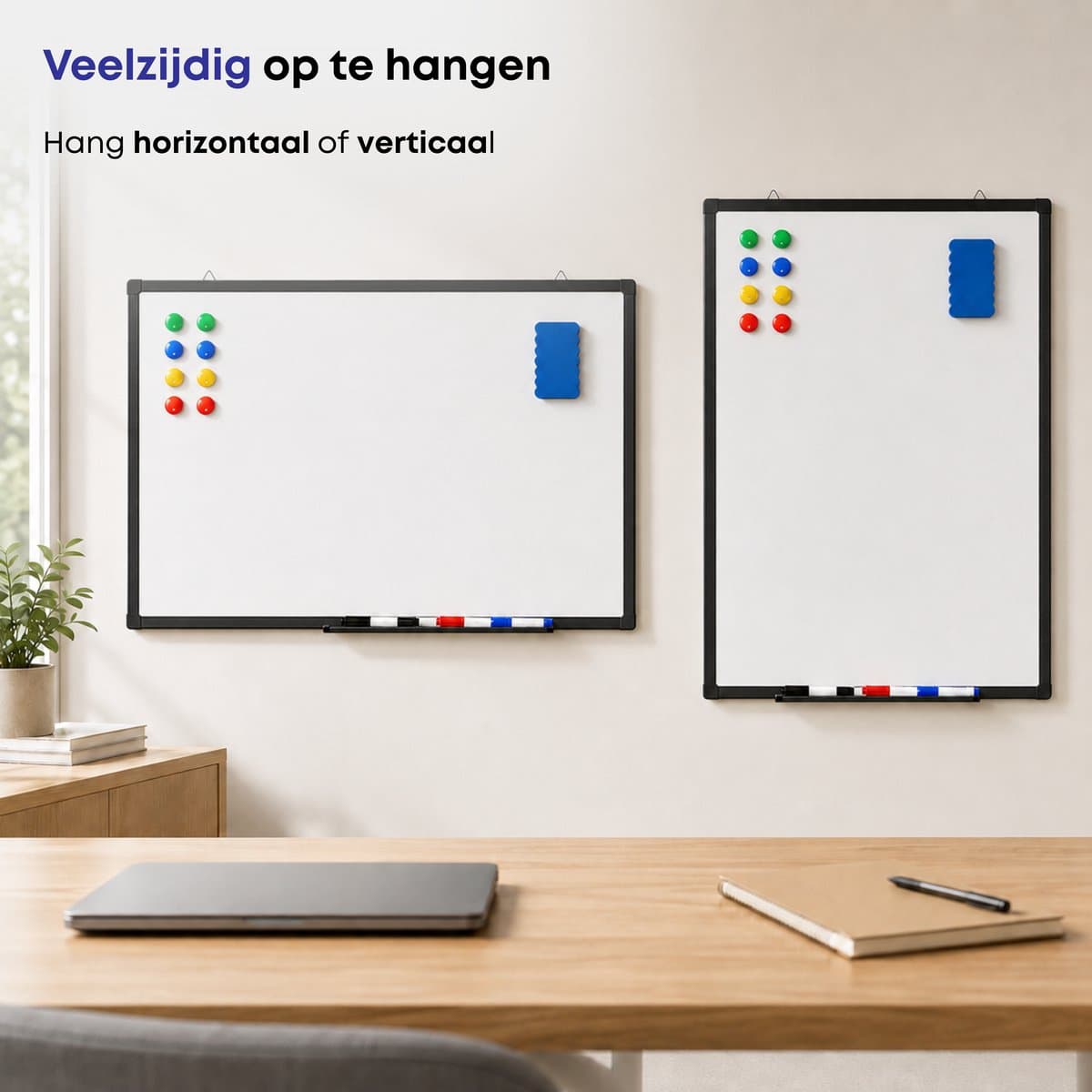ACAZA Whiteboard - Magnetisch - 70 x 100 cm - Magneetbord - Weekplanner - Inclusief 8 Magneten, 4 Stiften, Wisser en Pennenbakje - Whiteboard Stiften - Weekplanner Whiteboard - Maandplanner - Magneten Whiteboard - Memobord thumbnail 8