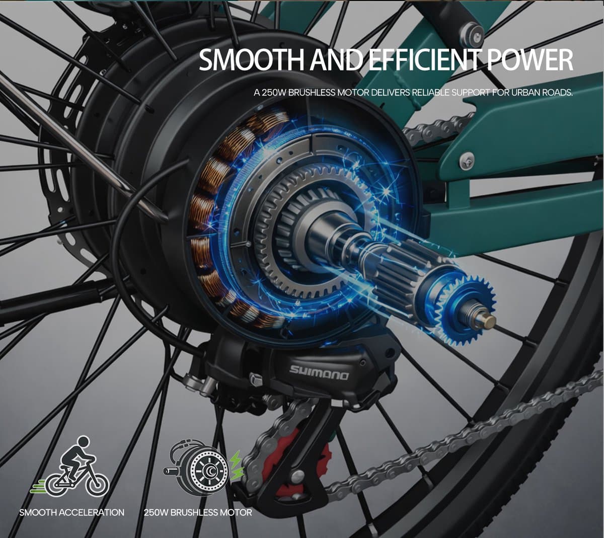 Pixar C1 Pro Elektrische Fiets - 250W Motor - 36V18Ah Accu - 28x1.95" Banden - Max Snelheid 25km/u - Max Bereik 80-100km - Shimano 7-Snelheden - Wit thumbnail 8