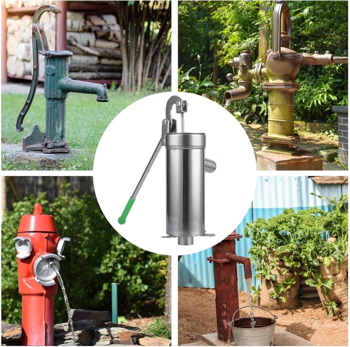 Handpomp - Waterpomp Tuin - Grondwater Oppompen - Vintage Ontwerp - 1500 g - Meerkleurig thumbnail 5