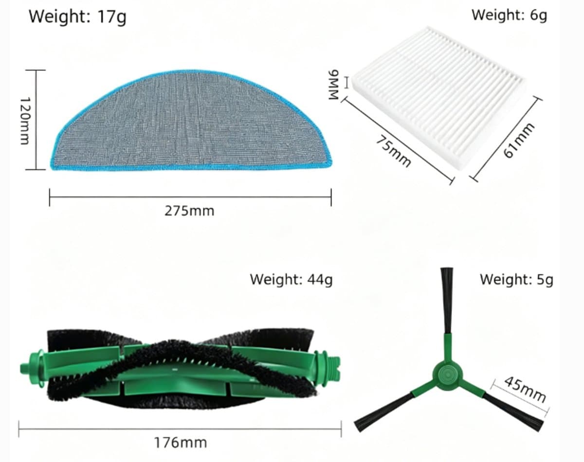 20 Stuks Accessoireset voor iRobot Roomba Combo 2 Essential Y0140/Y0112/Y0110, voor Roomba 105 Combo Vervanging - 2 handborstels, 6 filters, 6 zijborstels, 6 dweilpads thumbnail 7