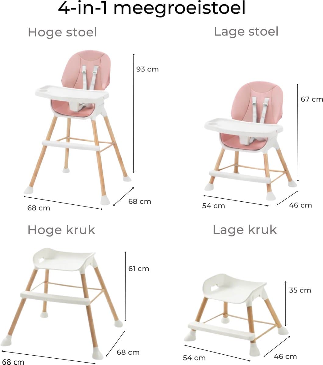 Tissy Meegroei Kinderstoel - Roze - In hoogte verstelbaar thumbnail 8