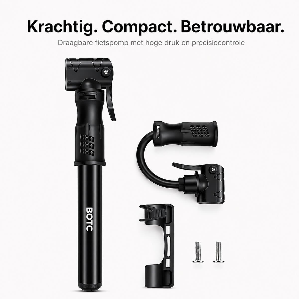 BOTC Fietspomp - Handpomp - Autoventiel - Dunlopventiel - Zwart thumbnail 4
