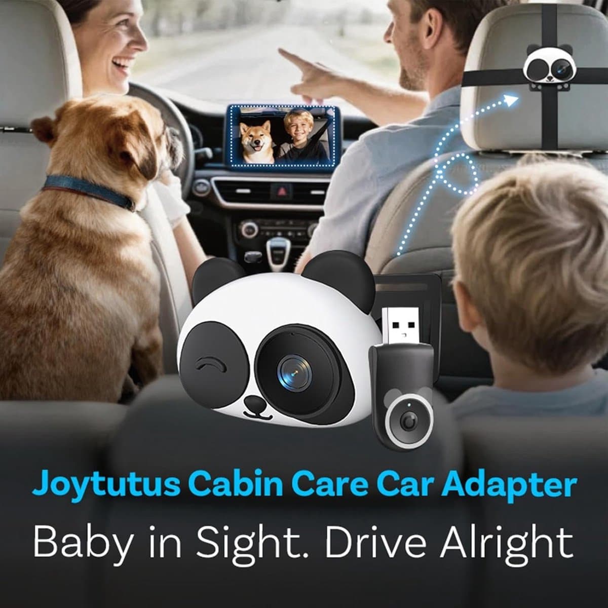 Kinder Auto Camera - Baby Monitor - Veilig Reizen - IR Nachtzicht - 1080P Video - Panda thumbnail 2
