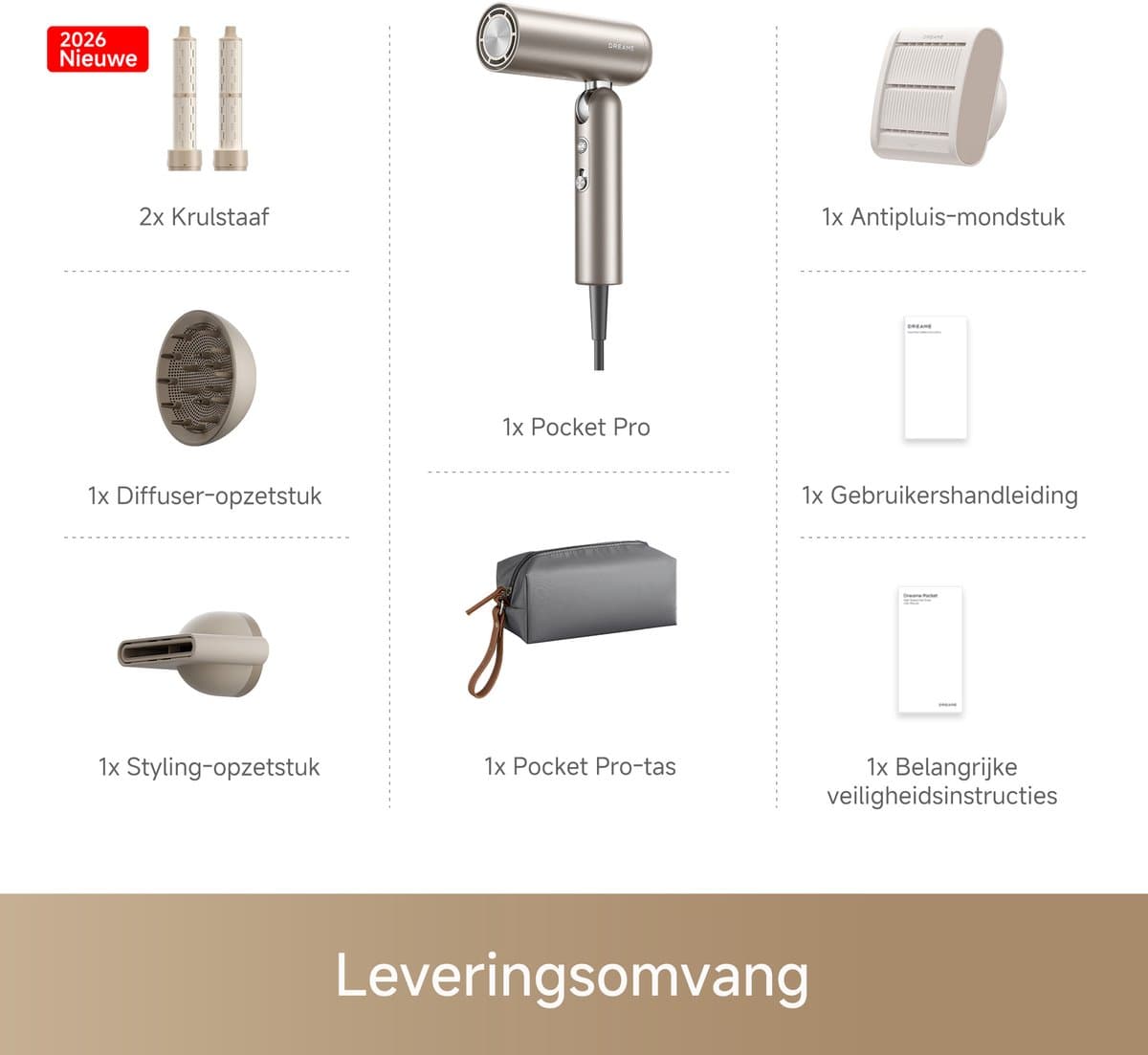 Dreame Pocket Pro - Goud - Professionele Haardroger 110.000 TPM - Snel drogen - Stil - Lichtgewicht - Alle haartypen - Negatieve Ionen - Compact - - 2026 version thumbnail 8