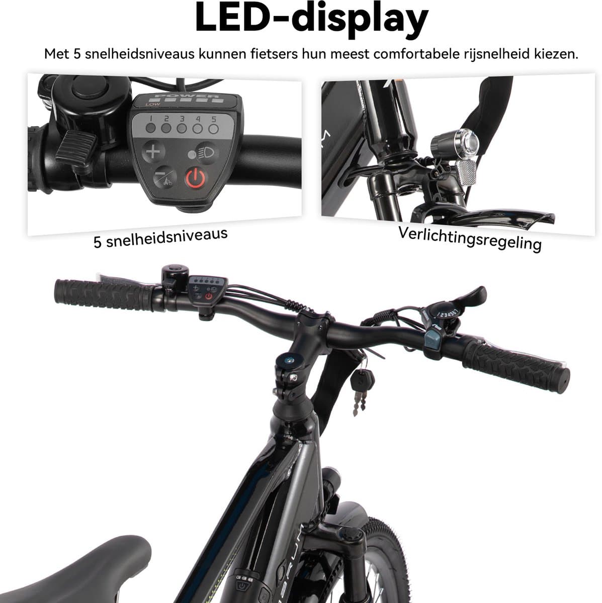 HILAND Matawak elektrische stadsfiets - 26 inch - 250W motor - 60km actieradius - 36V 10.4Ah accu - Shimano 7-versnellingen - Unisex -Geel thumbnail 8
