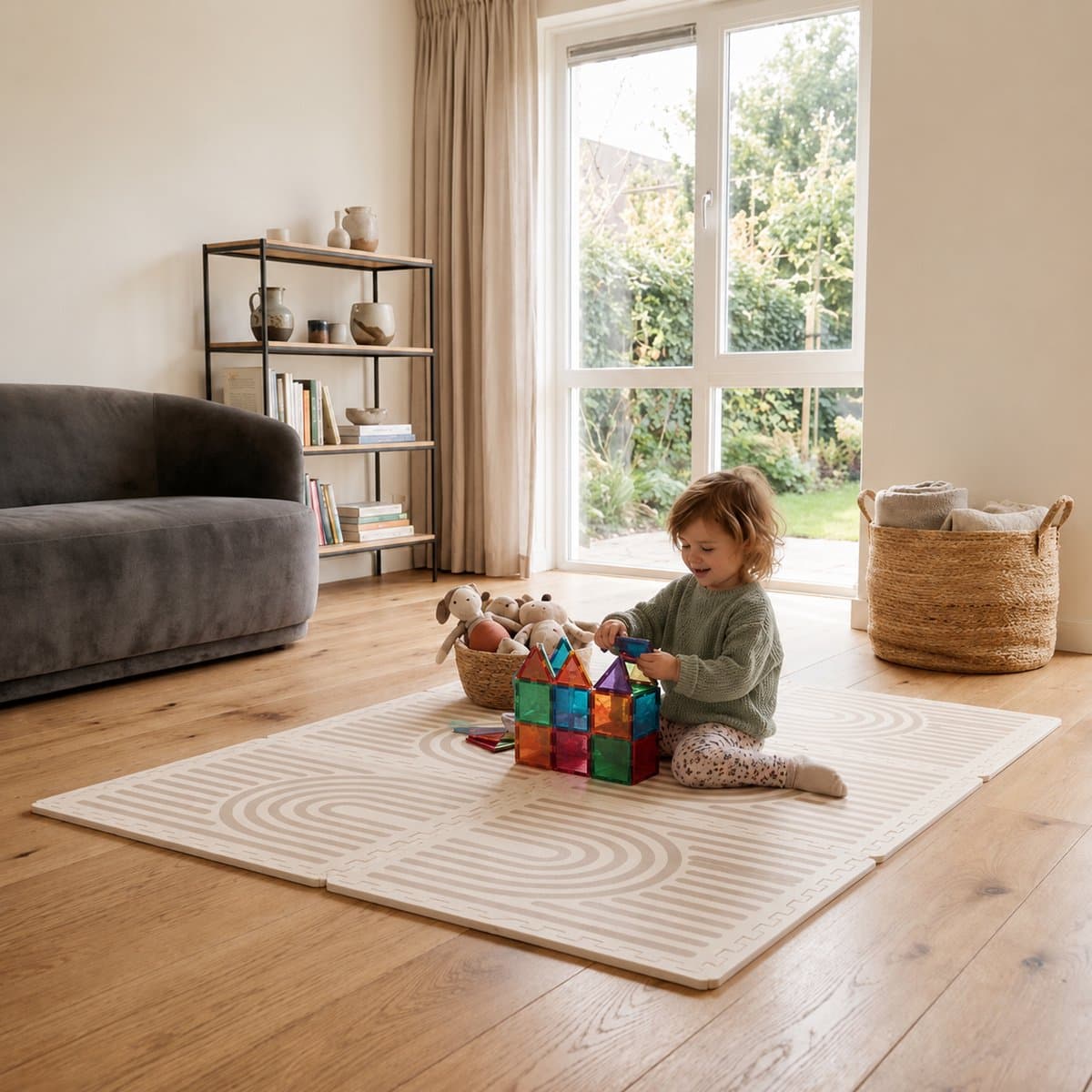 Broyari Speelmat Baby 120x180 cm - Beige EVA Foam Puzzelmat thumbnail 6