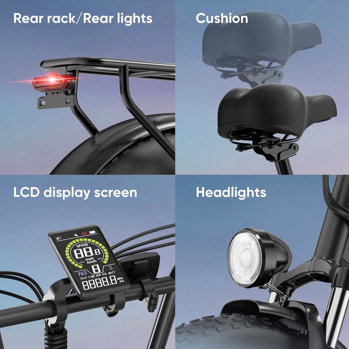 Qekud E20 PRO E-Bike - 20 inch Fatbike - Elektrische Fiets - 250W motor - 48V 15.6Ah Accu - 7 versnellingen- 50-75km actieradius thumbnail 4