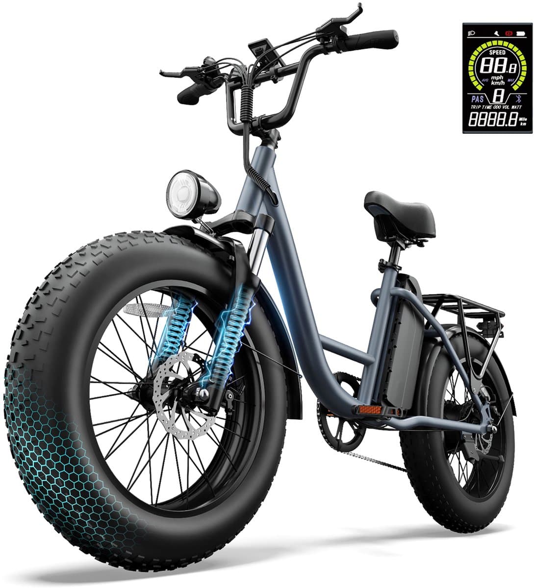 Qekud E20 PRO E-Bike - 20 inch Fatbike - Elektrische Fiets - 250W motor - 48V 15.6Ah Accu - 7 versnellingen- 50-75km actieradius
