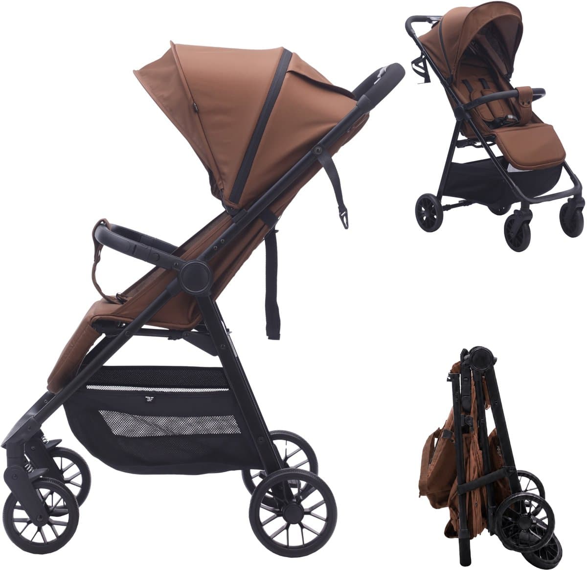 Bebies First Buggy MIO - Lichtgewicht Opvouwbare buggy- Verstelbare Rugleuning - Zwenkwielen, Zonnekap & Boodschappenmand - Geschikt vanaf Geboorte tot 22 kg - Espresso