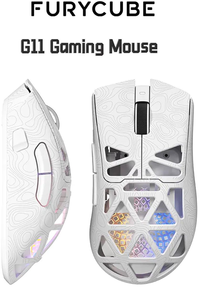 Furycube G11 - Tri-Mode Gaming Muis - Draadloos - Bedraad - Bluetooth - PAW3311 Sensor - 12.000 DPI - 1000Hz - Wit thumbnail 8