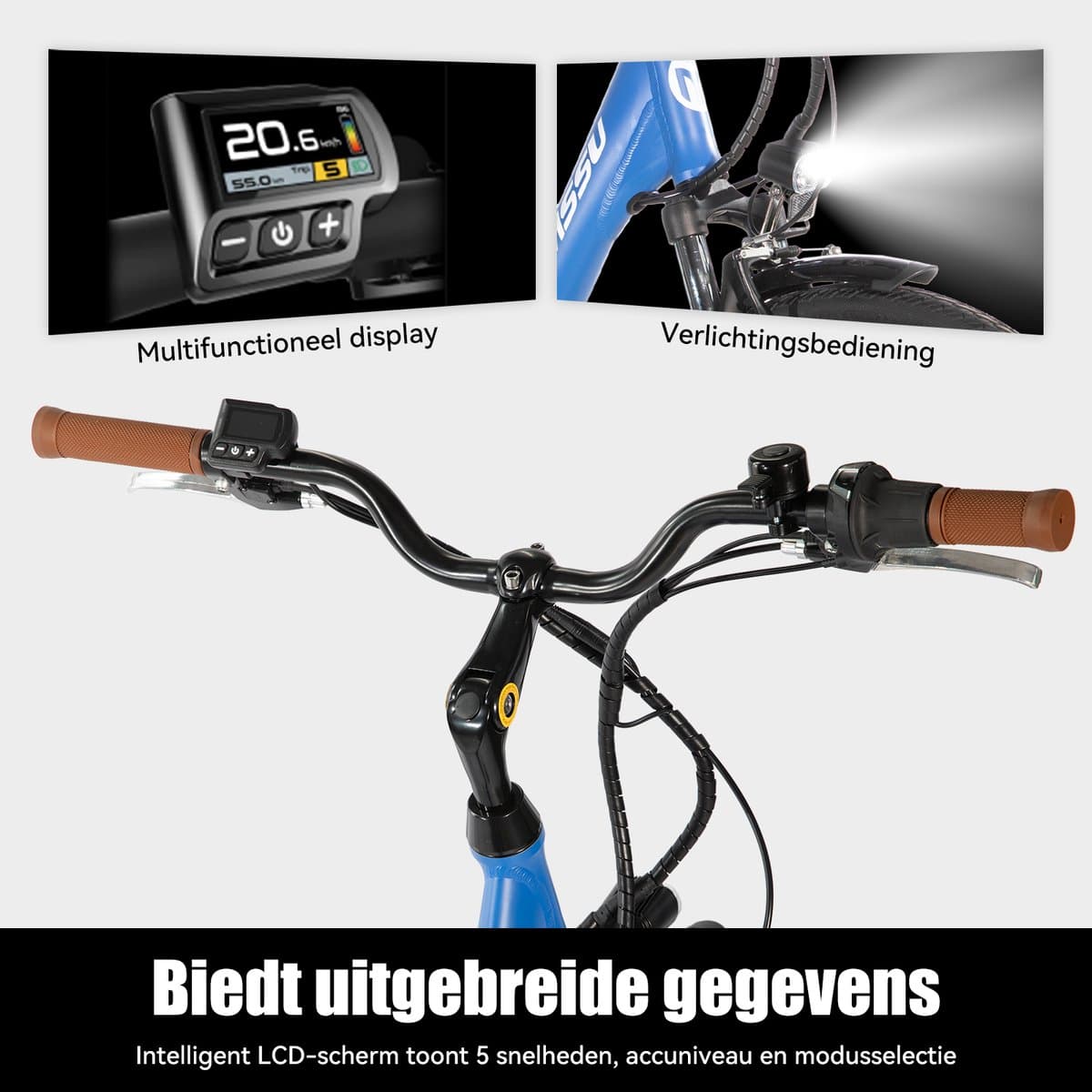 HILAND Montura Elektrische Stadsfiets 28 inch - E-bike Commuter Unisex - 250W Motor - 36V 10.4Ah Accu - 7 Versnellingen - Aluminium Frame thumbnail 4