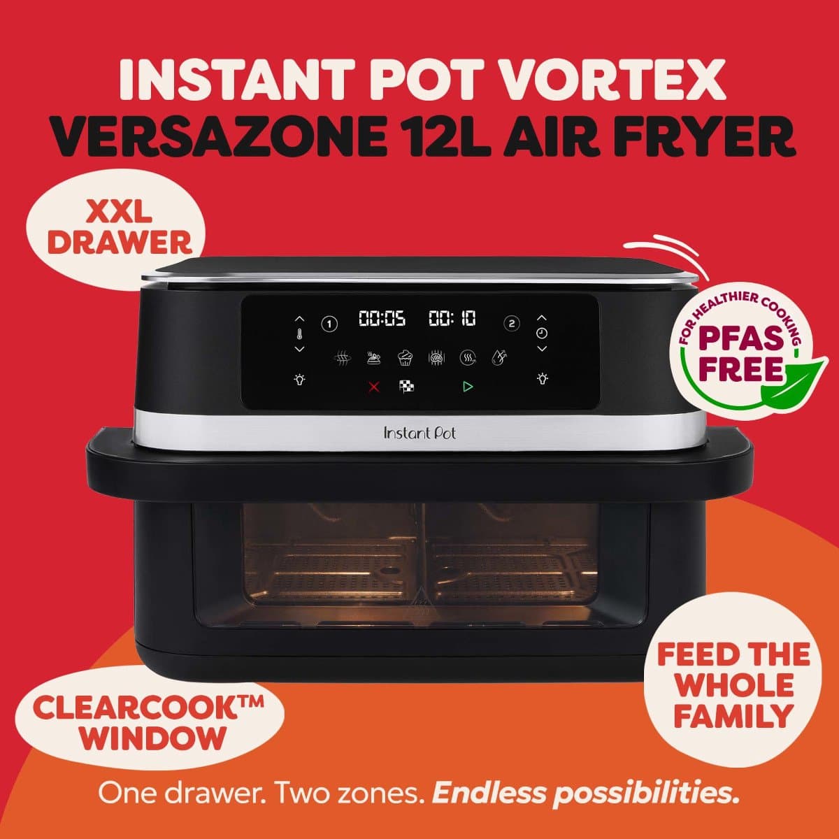 Instant Pot Vortex Versazone 12L Zwart Air Fryer thumbnail 3