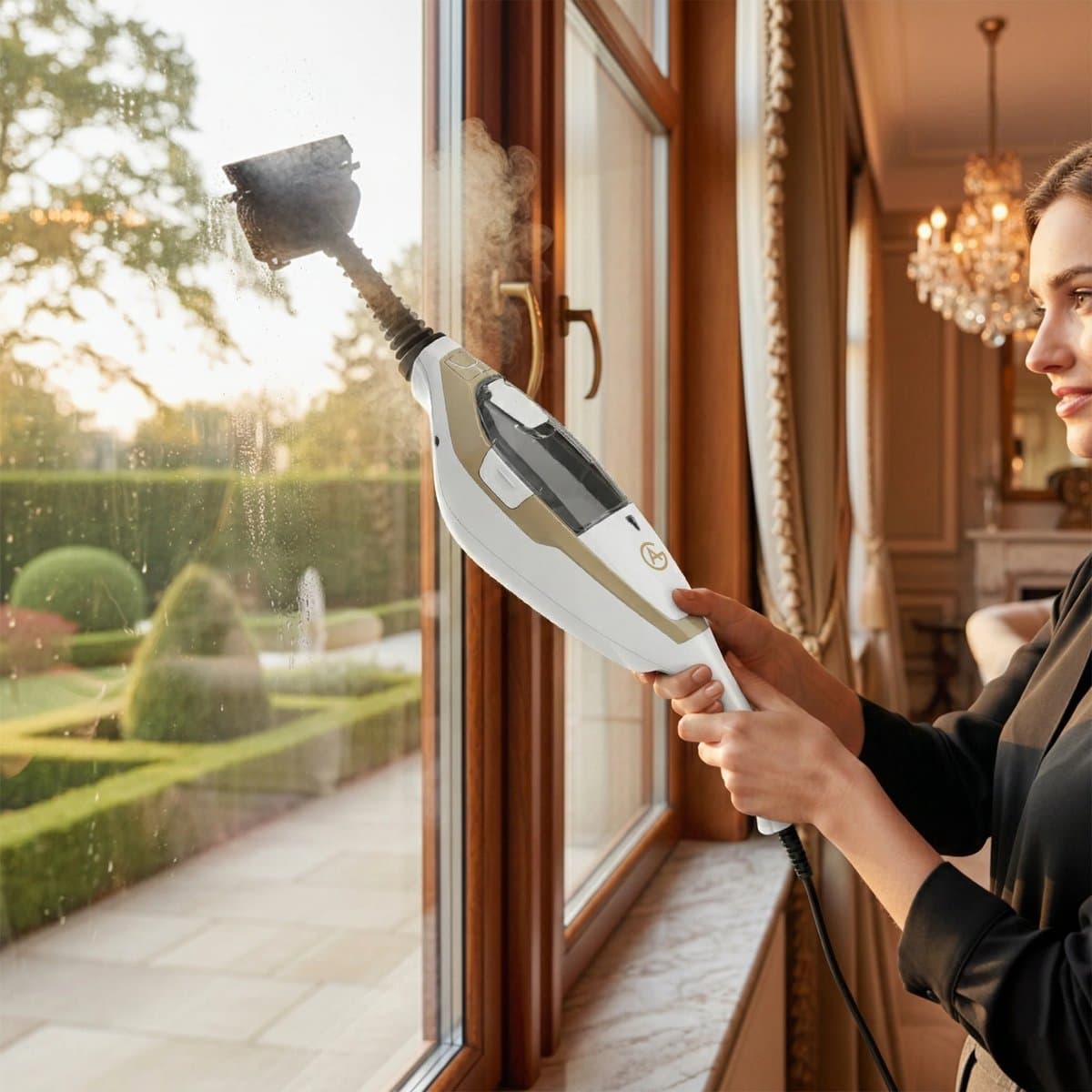 AG Stoomreiniger – 10-in-1 Steam Cleaner – Handstomer – Kledingstomer – Handstoomreiniger – Dieptereiniging voor Vloeren, Badkamer, Tegels, Ramen & Textiel – Vlekkenreiniger – 1500W – 115°C – Inclusief 13 Accessoires – White Gold Edition thumbnail 4