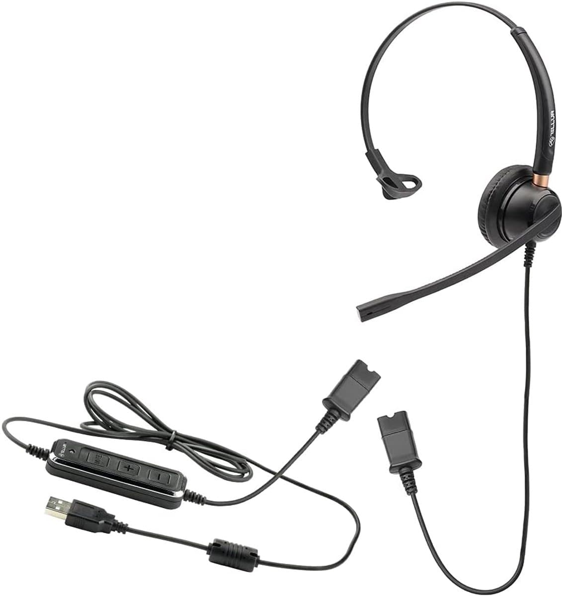 Headset met Microfoon - PC Headset Mono - Kantoor Bellen - ENC Omgevingsruisonderdrukking - 250 Grams - Zwart thumbnail 6