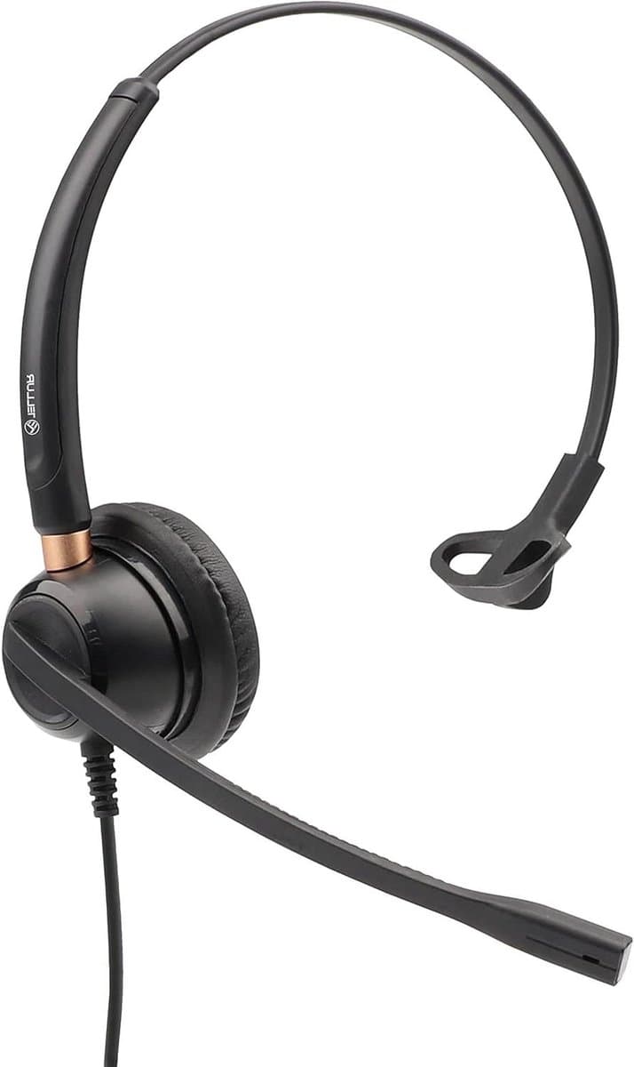 Headset met Microfoon - PC Headset Mono - Kantoor Bellen - ENC Omgevingsruisonderdrukking - 250 Grams - Zwart