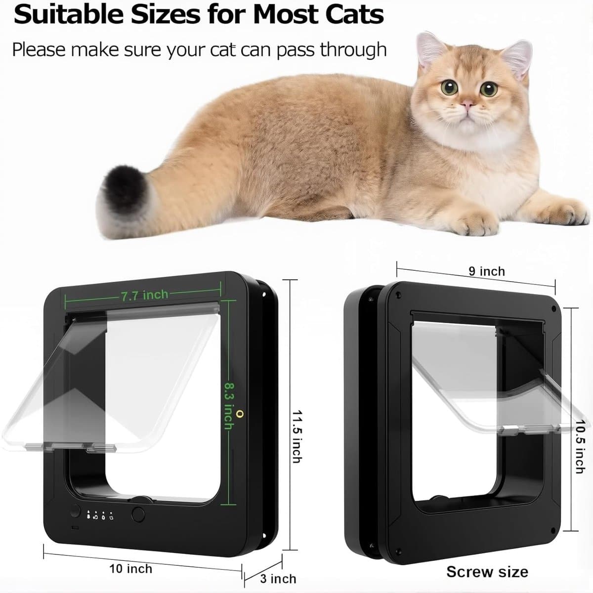 Automatische Huisdierluik - Kattenluik Microchip - Huisdieren Toegang - 4-voudig Vergrendelsysteem - Tot 11 kg - Wit thumbnail 2