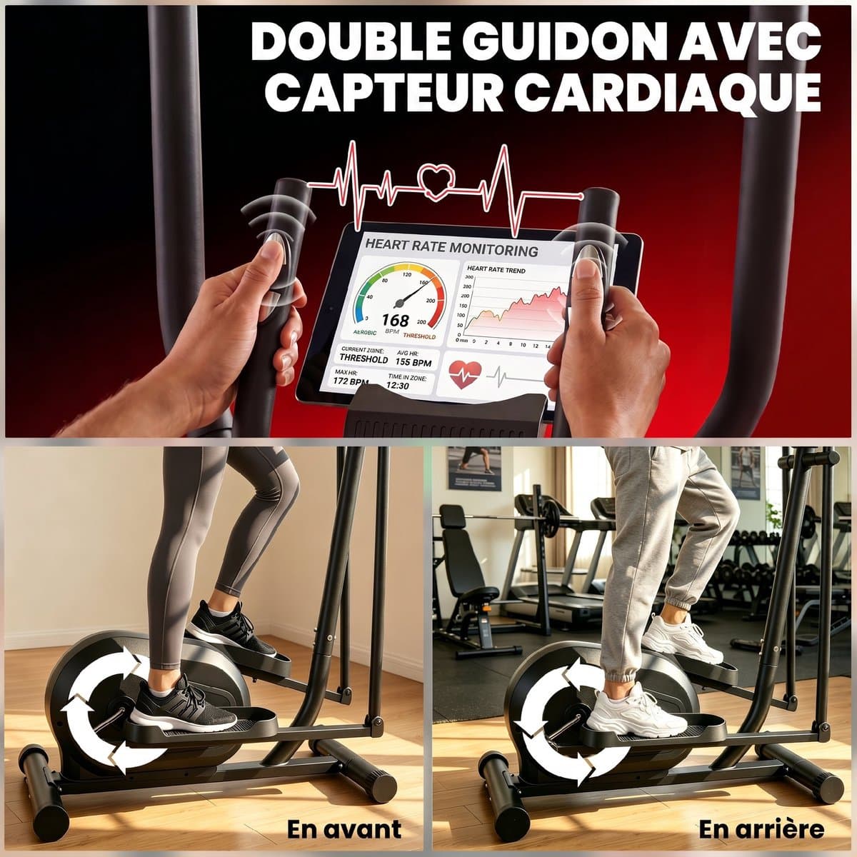 SPORTNOW Crosstrainer - Staal, Kunststof - 100 x 52 x 153 cm - Grijs thumbnail 6