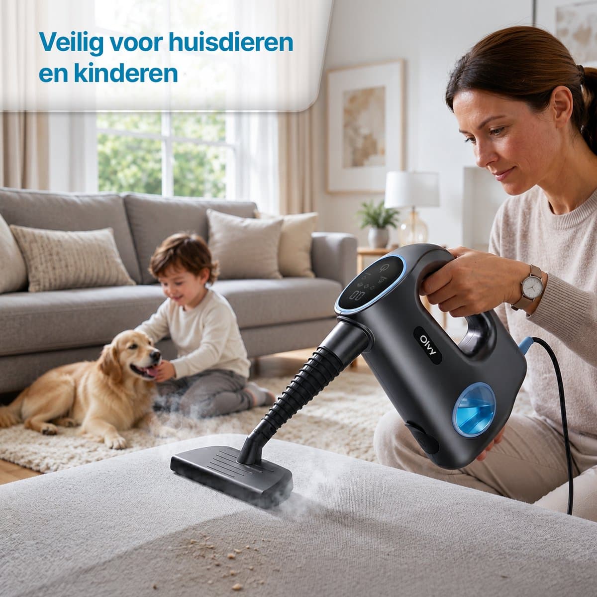 Olvy 12-in-1 Handstoomreiniger – Touchscreen - Stoomreiniger & Handstomer – Steam Cleaner - Vlekkenreiniger – Tapijtreiniger – Voor Badkamer, Keuken, Bank & Meubels thumbnail 7