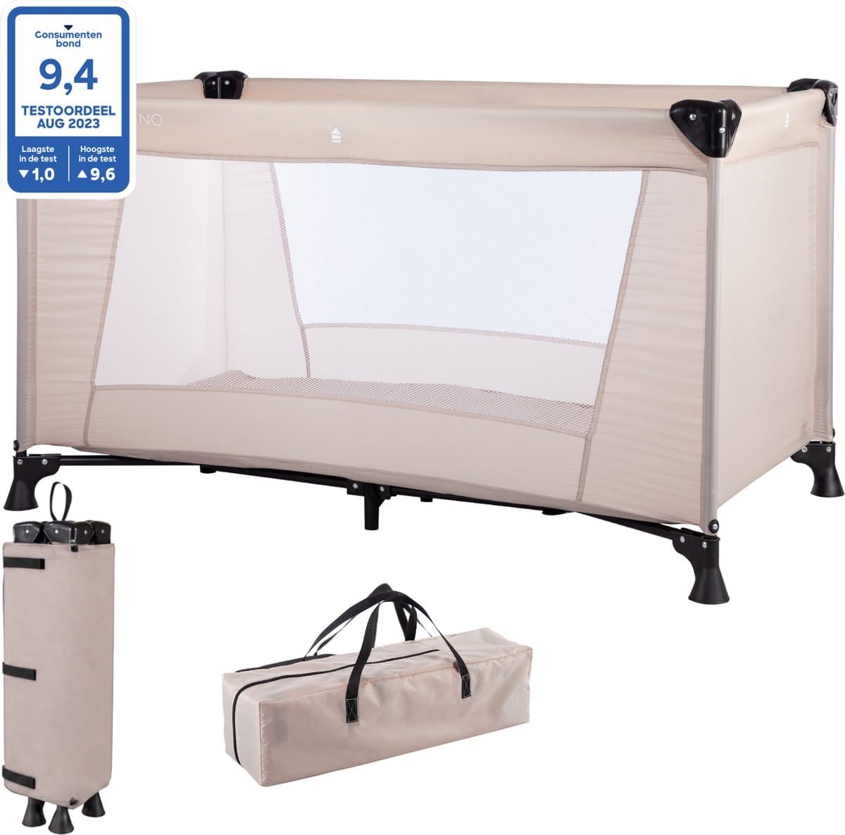 Cabino Campingbedje / Reisbedje Opvouwbaar – 120 x 60 cm - Dune Beige