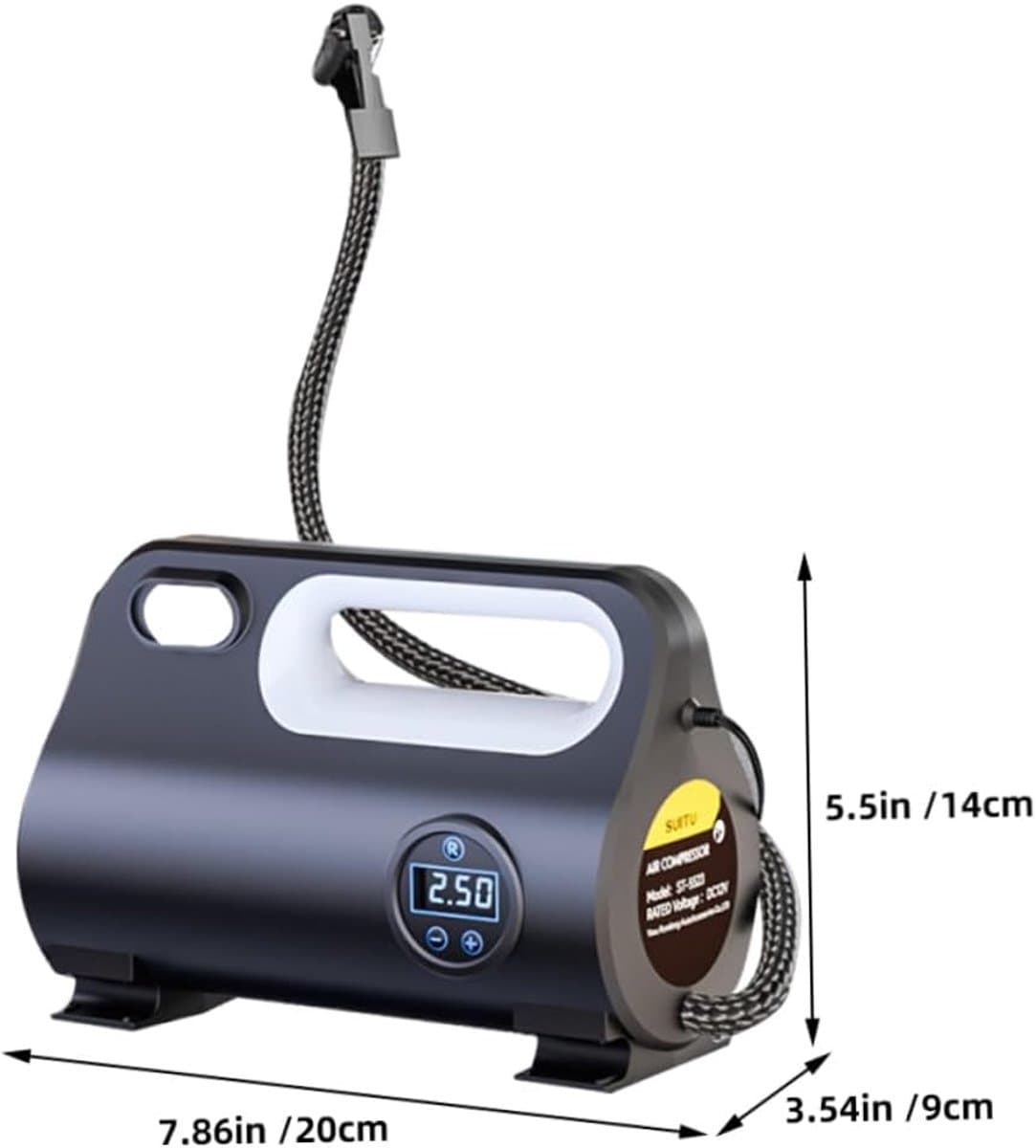 Draagbare auto-luchtcompressor, snelle digitale pomp voor banden en sportartikelen met LED-display thumbnail 4