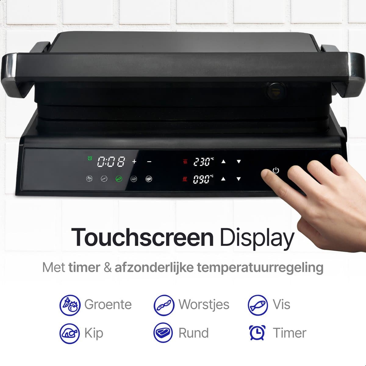 Rurido XL Tosti Apparaat 2000W – Uitneembare Platen & Vaatwasserbestendig – Groot Grilloppervlak – 180° Openklapbaar – Contactgrill – Panini Grill – Grill Apparaat – Tosti ijzer thumbnail 4