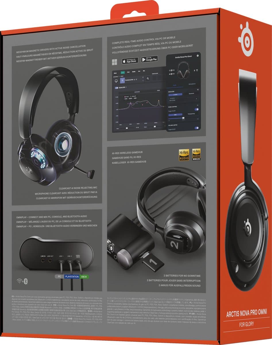 SteelSeries - Arctis Nova Pro Omni - Hi-Res Wireless Certified Gaming Headset - PC, PlayStation, Xbox & Switch - Zwart thumbnail 5