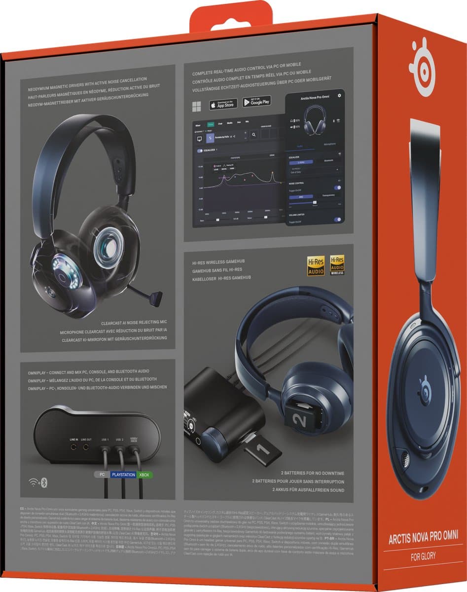 SteelSeries - Arctis Nova Pro Omni - Hi-Res Wireless Certified Gaming Headset - PC, PlayStation, Xbox & Switch - Midnight Blue thumbnail 6