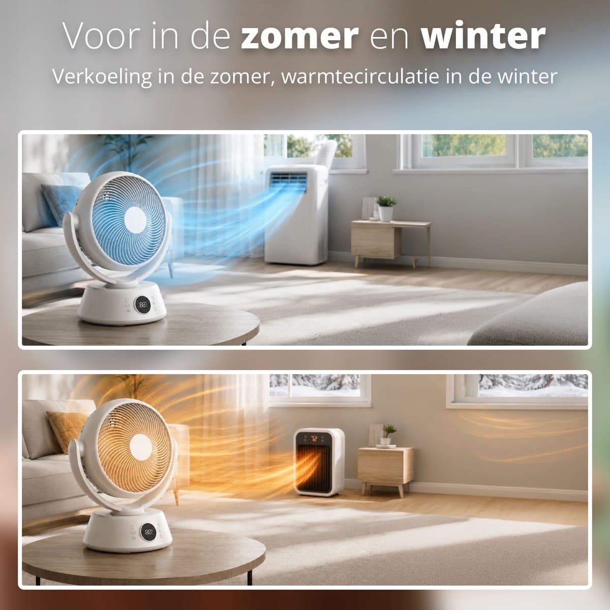 FlinQ AirGlobe Tafelventilator - Automatische oscillatie - Ventilator voor Bureau of Tafel - Roteerbaar - Kleine Ventilator - Fan met Aanpasbare Snelheden - Fluisterstil - Wit thumbnail 5
