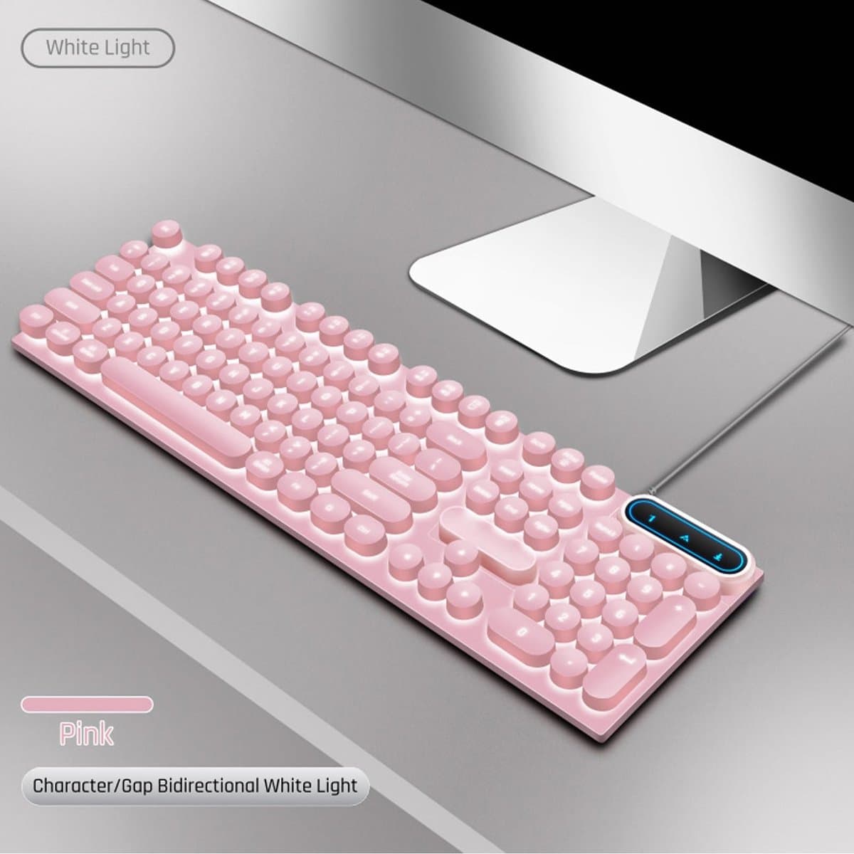 104 Toetsen Gaming Toetsenbord Bedraad Compact Multimediatoetsen Ergonomisch Desktoplaptop (PINK) . thumbnail 4