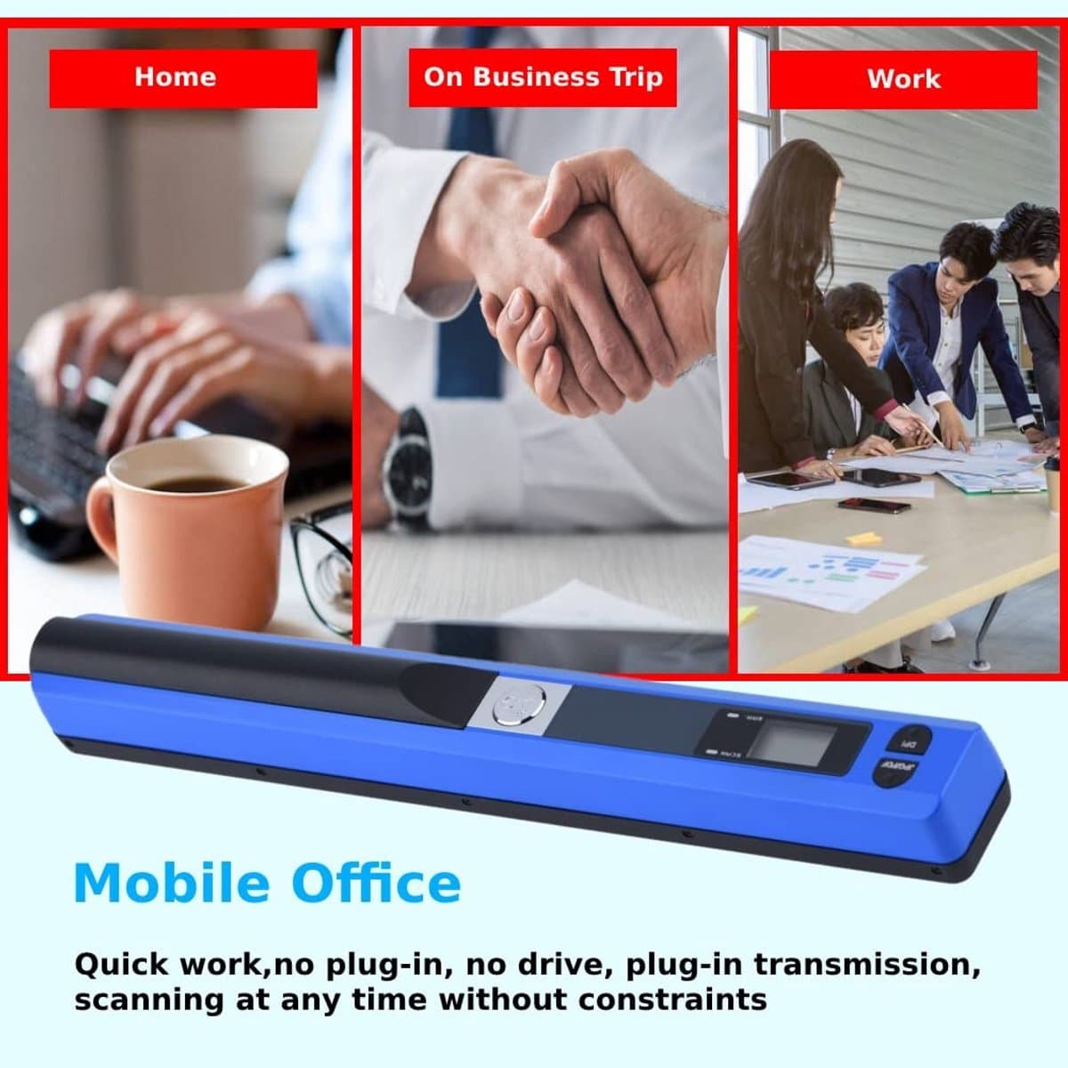Dailygoody - Draagbare Handscanner - Mobiele Documentenscanner - 900 dpi Resolutie - Draadloos en Compact - Visitekaartjesscanner - Formaat thumbnail 2