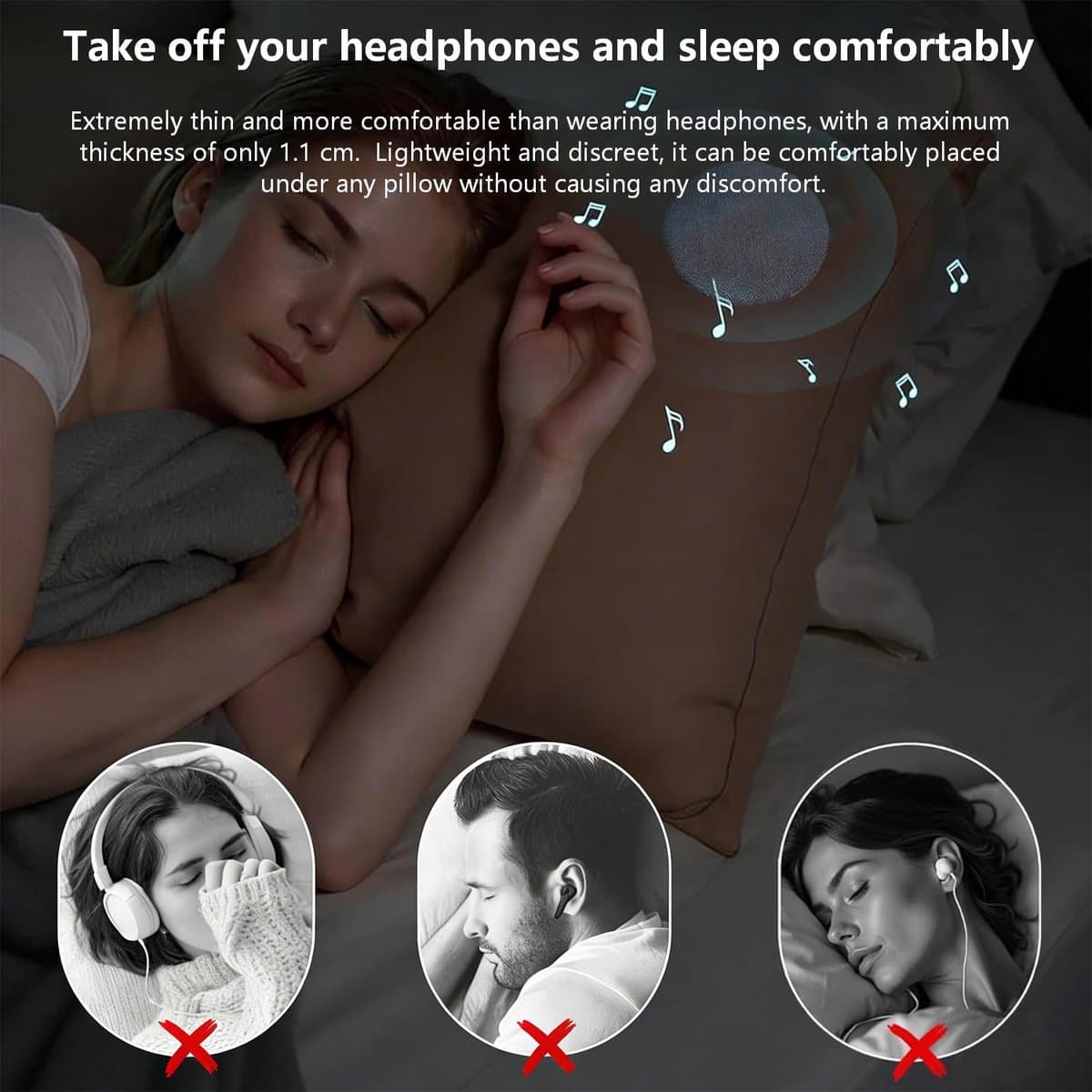 Ultradunne kussenspeaker Bluetooth 5.4, 20-48 uur batterij, blauw thumbnail 2