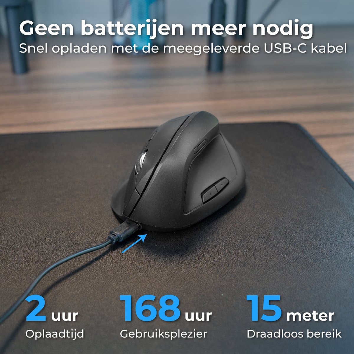 Nuvance Draadloze Muis - Ergonomische Muis Rechtshandig - Bluetooth Muis - Muis Draadloos - Stil - Computermuis - Wireless Mouse thumbnail 7