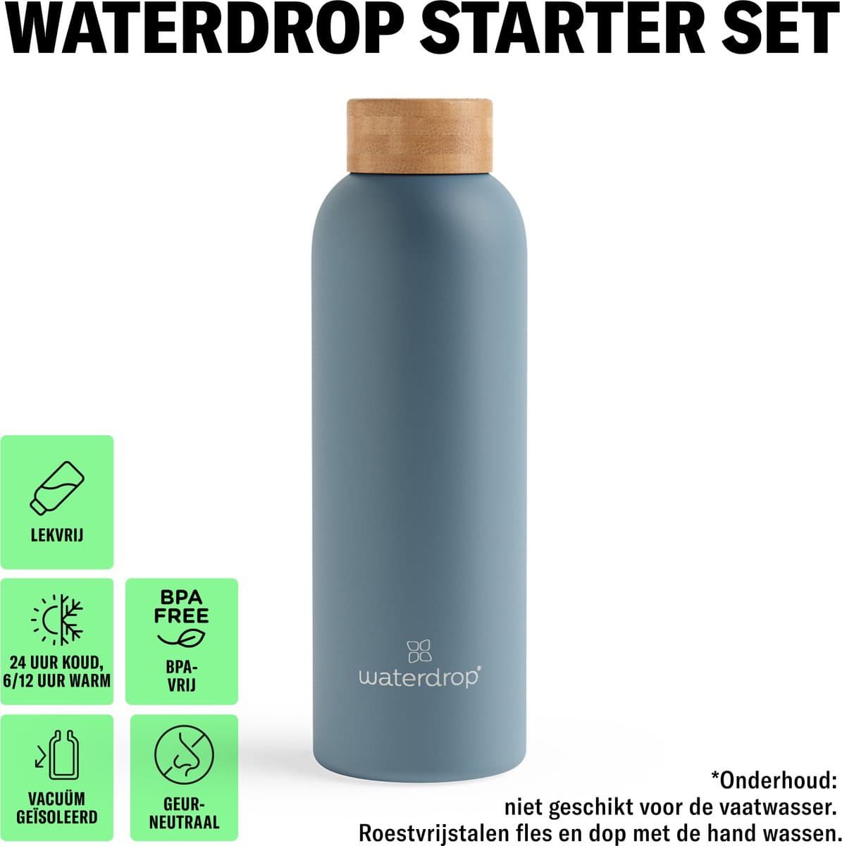 waterdrop® Starterset Metalen - Mat Turquoise - Metalen Thermosfles 600ml + 18 Microdrink Bruistabletten – Geïsoleerde Drinkfles RVS, Lekvrij, BPA-vrij, Voor Sport, Werk, Reizen, School – Hydratatie Set, Cadeau Idee thumbnail 4