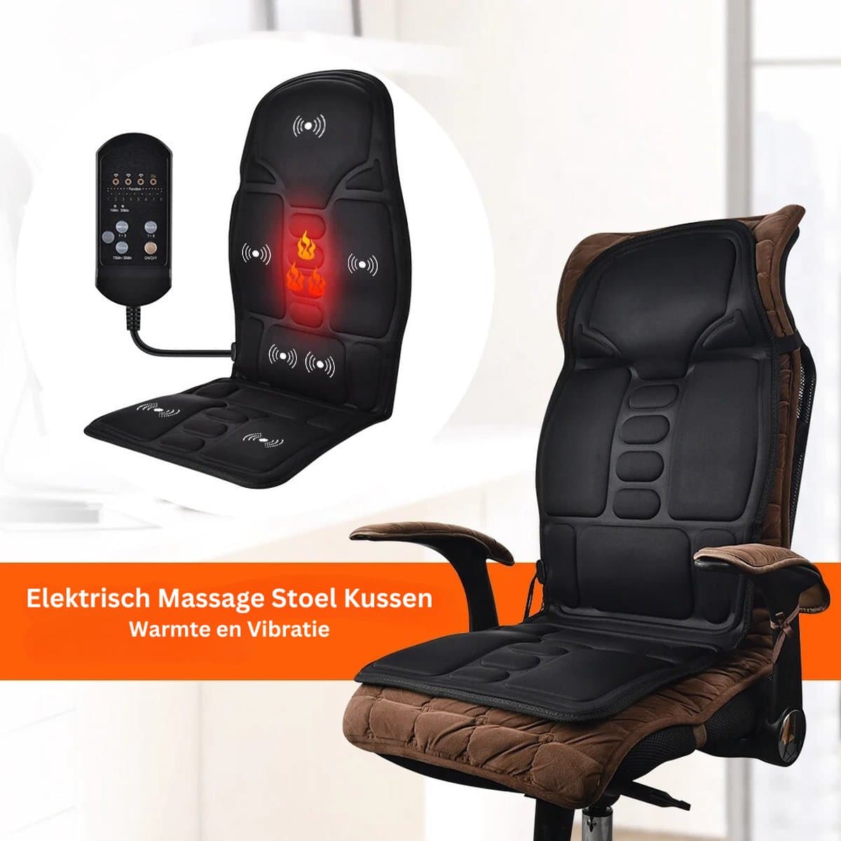 Stoelmassage Apparaat - Rugmassage Apparaat - Rugmassage Stoel - Infrarood Verwarming - Massage - Pijnbestrijding thumbnail 7