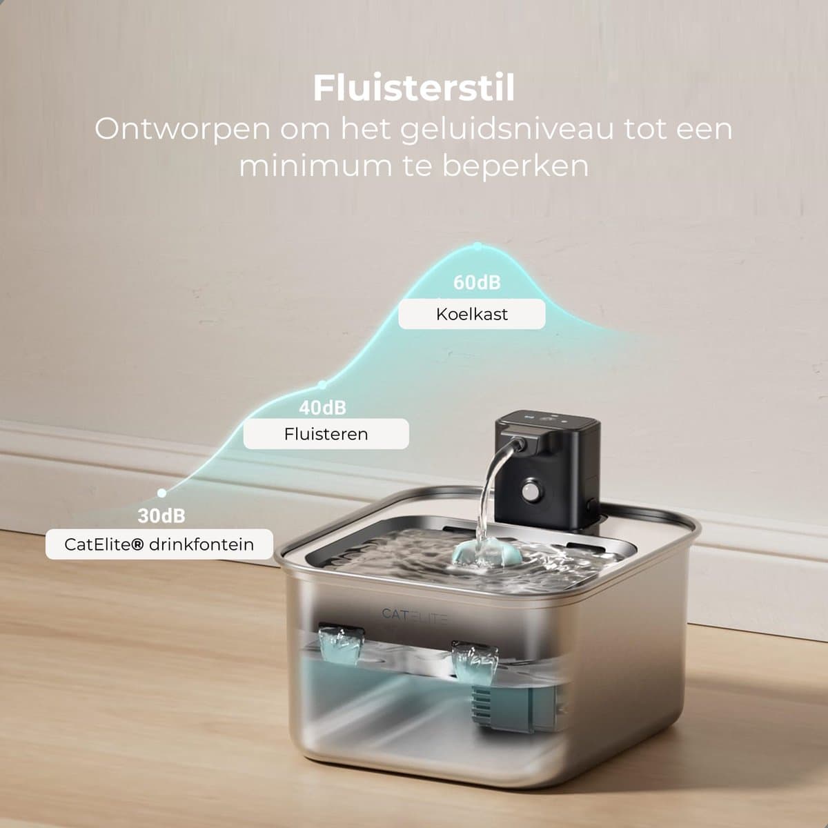 CatElite® - Draadloze Drinkfontein Kat RVS | Fresh - Waterdispenser met Sensor & Accu - Incl. 3 Filters - 2.5L Waterfontein Kat - Kattenfontein - Fluisterstil - Volledig RVS thumbnail 8