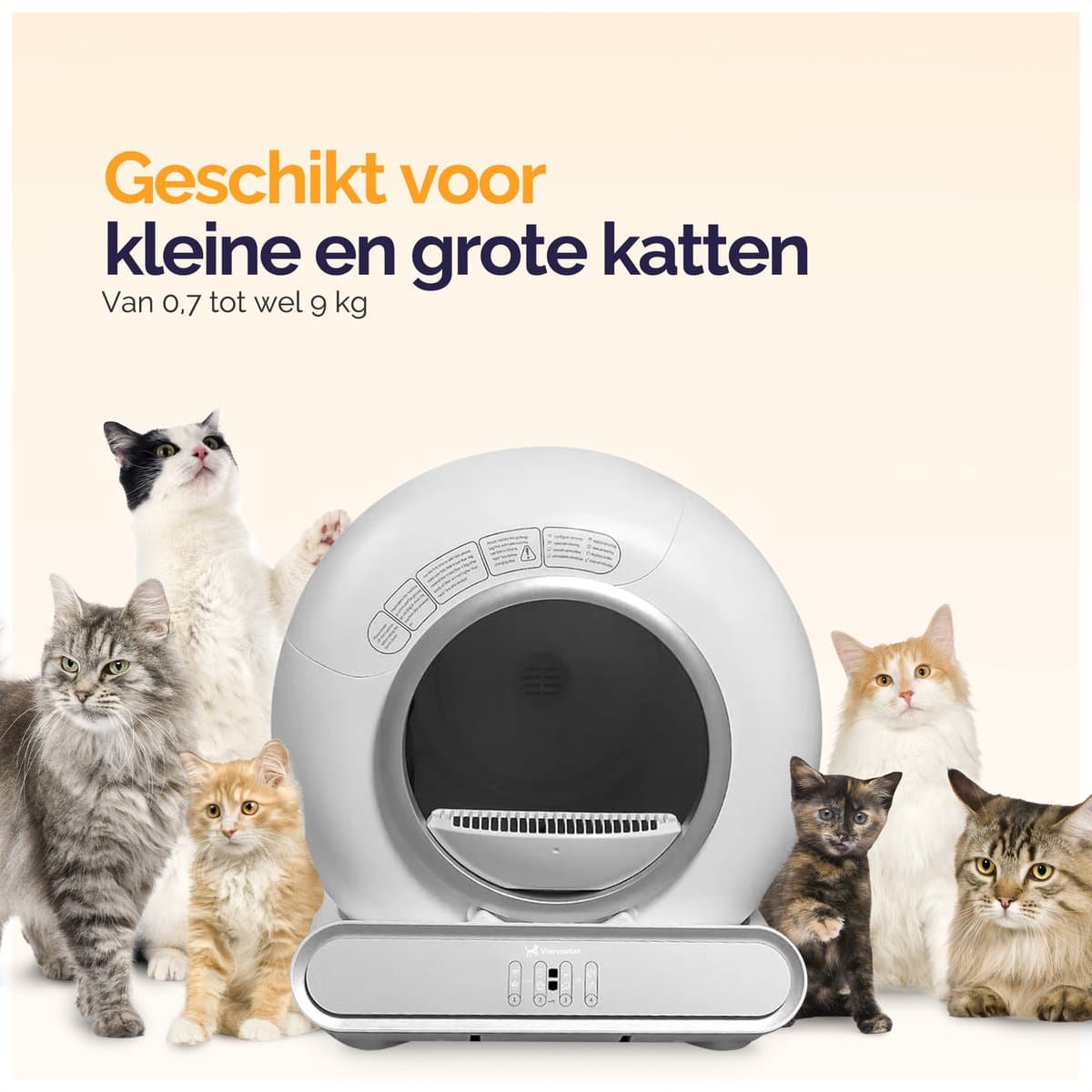 Viervoeter Fresh 2 - Automatische Zelfreinigende Kattenbak – Bedienen via App – 65L - incl matje en 3 rollen opvangzakjes thumbnail 7