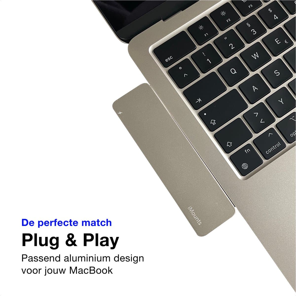 iMounts MacBook Air usb-c hub - HDMI - USB3.0 - SD reader - M2/M3/M4/M5 - Starlight / Sterrenlicht thumbnail 3
