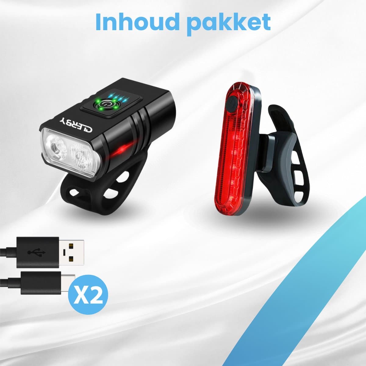 Clerby - Fietsverlichting Set LED - Fietslamp USB Oplaadbaar - Voorlicht en Achterlicht - Fietslicht - USB Oplaadbaar - Fietslampjes - Waterdicht - Zwart thumbnail 8