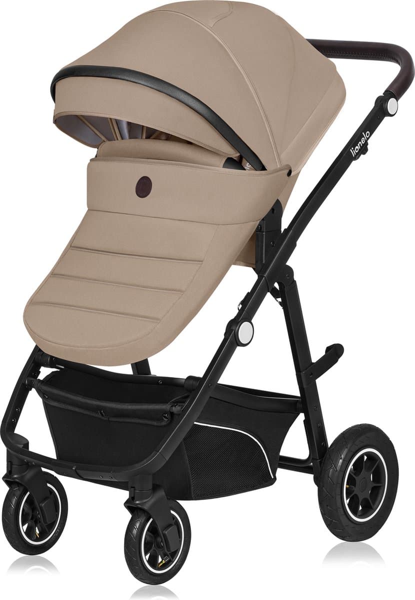 Lionelo Bianka Kinderwagen 3 in 1 - Reiswieg + Wandelwagen + Autostoel - Grote Luchtbanden, Volledige Vering - Inklapbaar - Verstelbare duwstang - Buggy Omkeerbare Zitting - 0-22kg - Accessoireset - Beige thumbnail 3