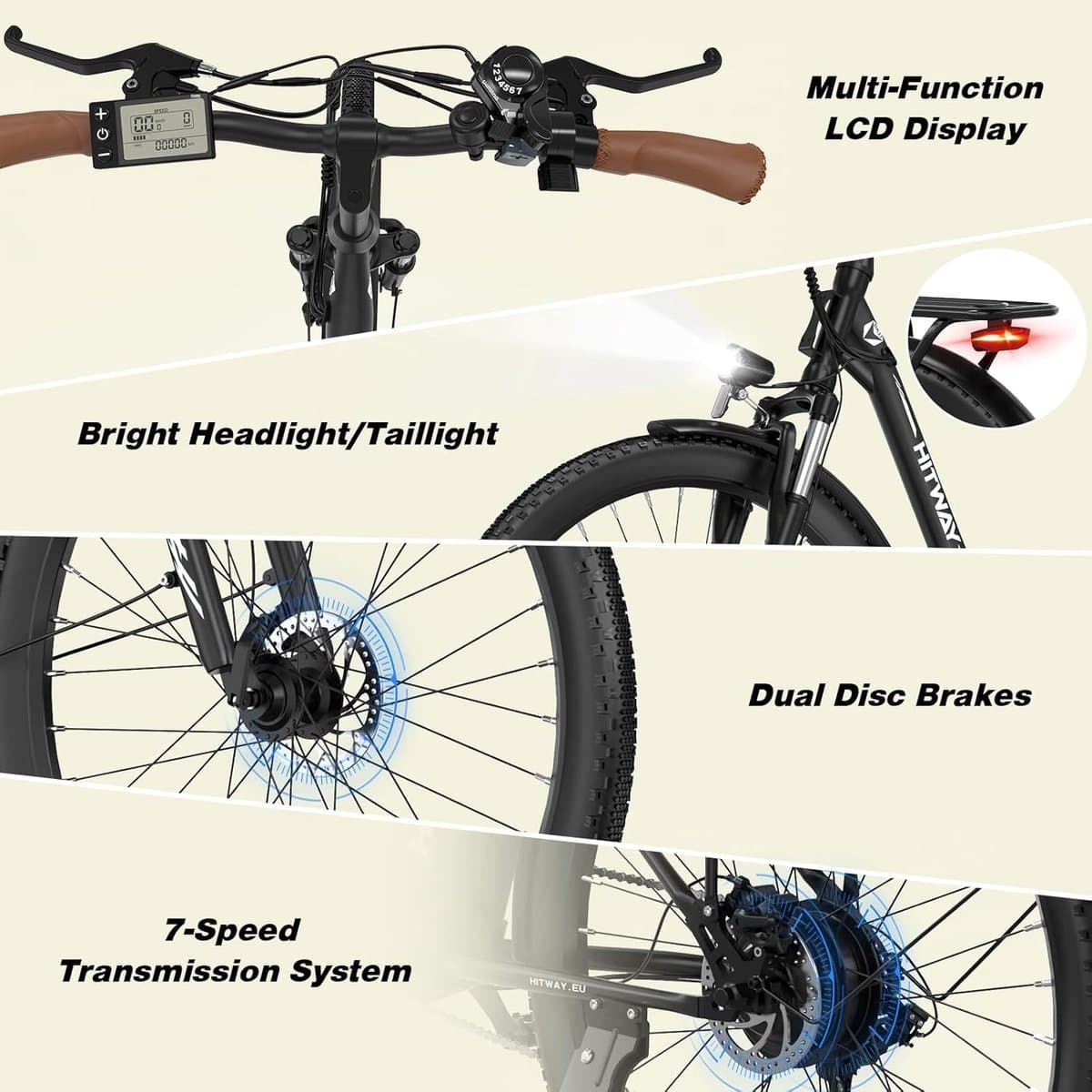 Elektrische Fiets Hitway BK31 - 28 Inch City Commuter EBike met Afneembare 36V 13Ah Lithium Batterij - Damesfiets - E-Bike met 250W Motor - IP54 Waterdicht thumbnail 4